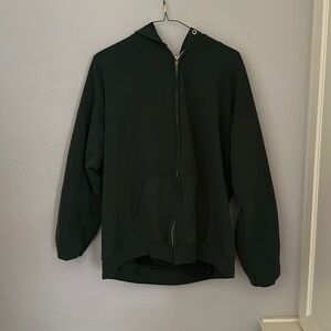 Green zip up hoodie, hardly worn, cotton jacket